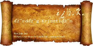 Ördög Krisztián névjegykártya
